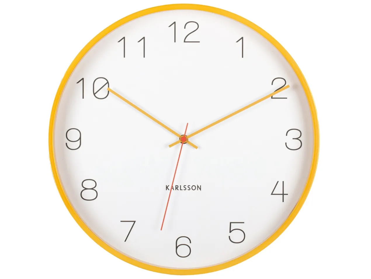 Wall clock Joy wood w. ochre yellow accents
