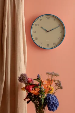 Wall clock Lined Numbers bright blue