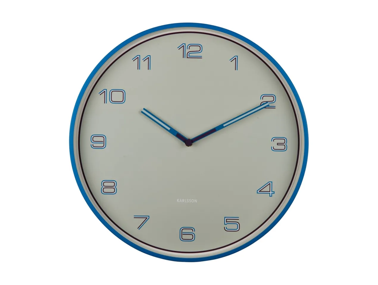 Wall clock Lined Numbers bright blue
