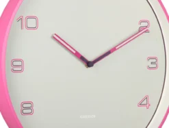 Wall clock Lined Numbers bright pink