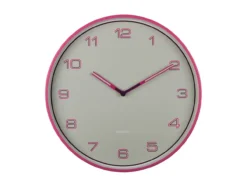 Wall clock Lined Numbers bright pink