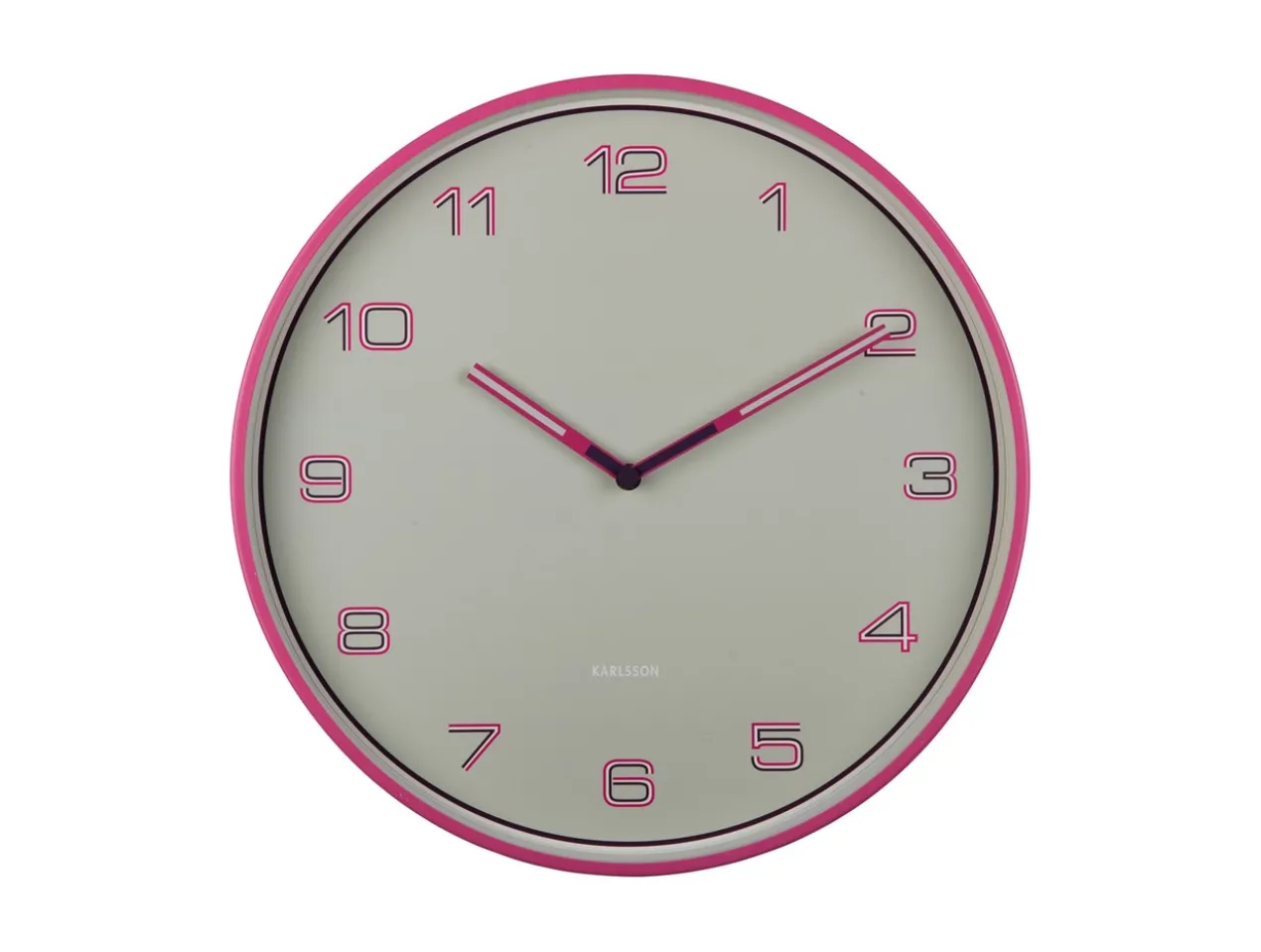 Wall clock Lined Numbers bright pink