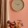 Wall clock Lined Numbers bright yellow