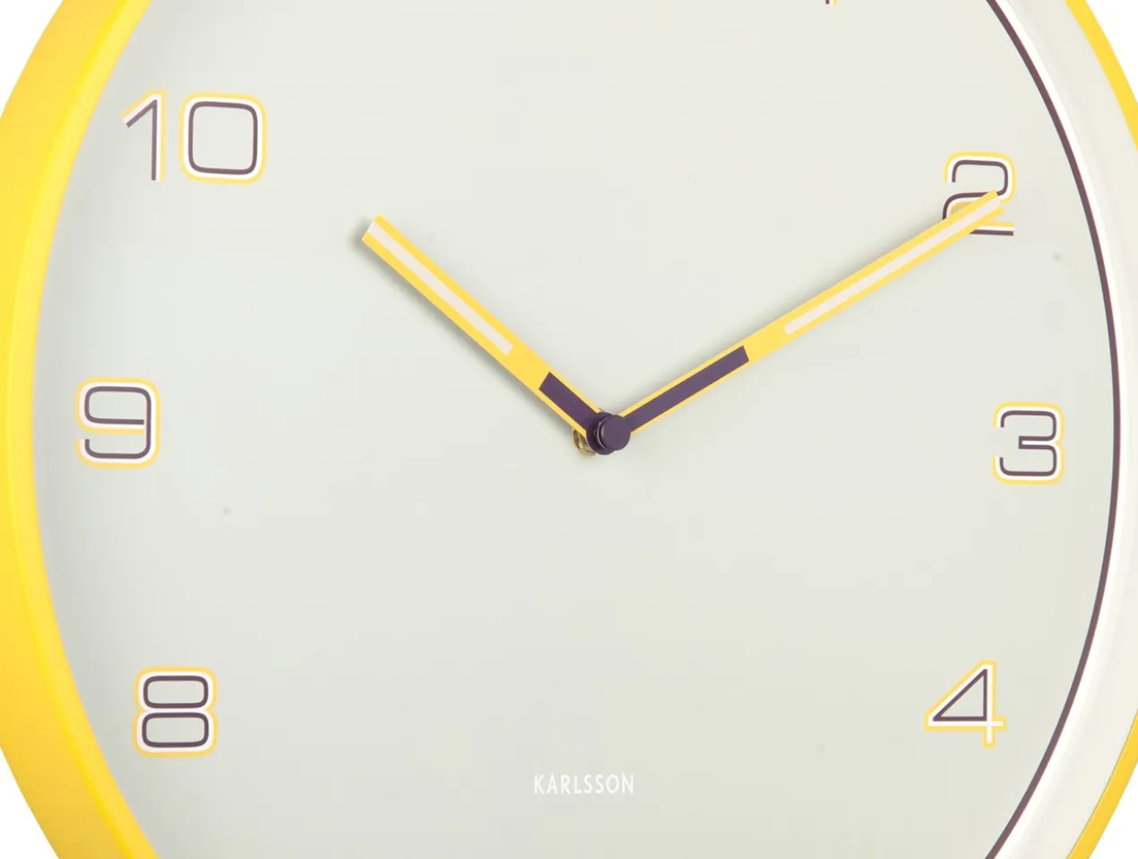 Wall clock Lined Numbers bright yellow
