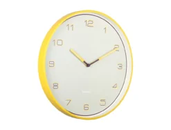 Wall clock Lined Numbers bright yellow