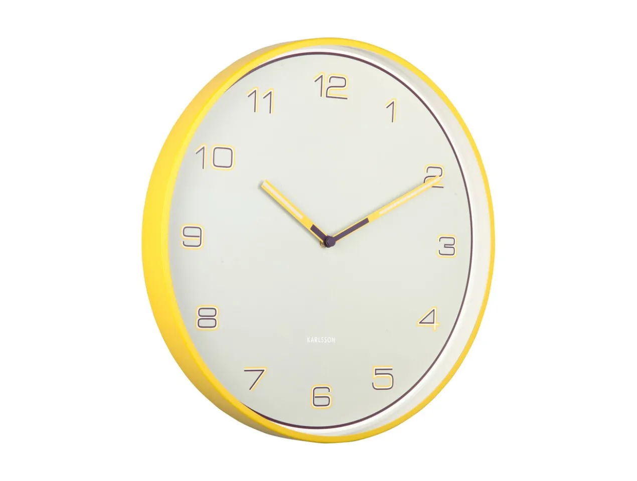Wall clock Lined Numbers bright yellow