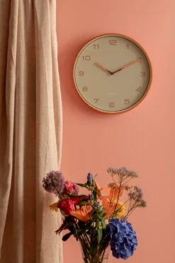 Wall clock Lined Numbers bright orange