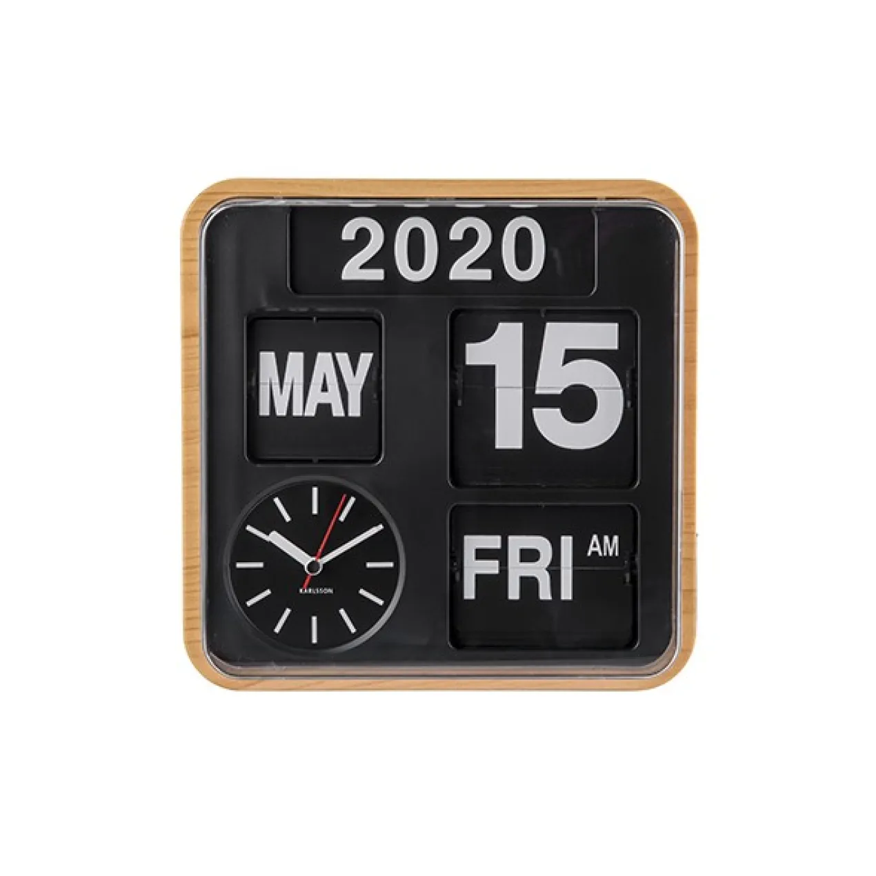 Wall clock Mini Flip bamboo printed casing