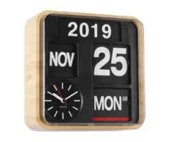 Wall clock Mini Flip bamboo printed casing