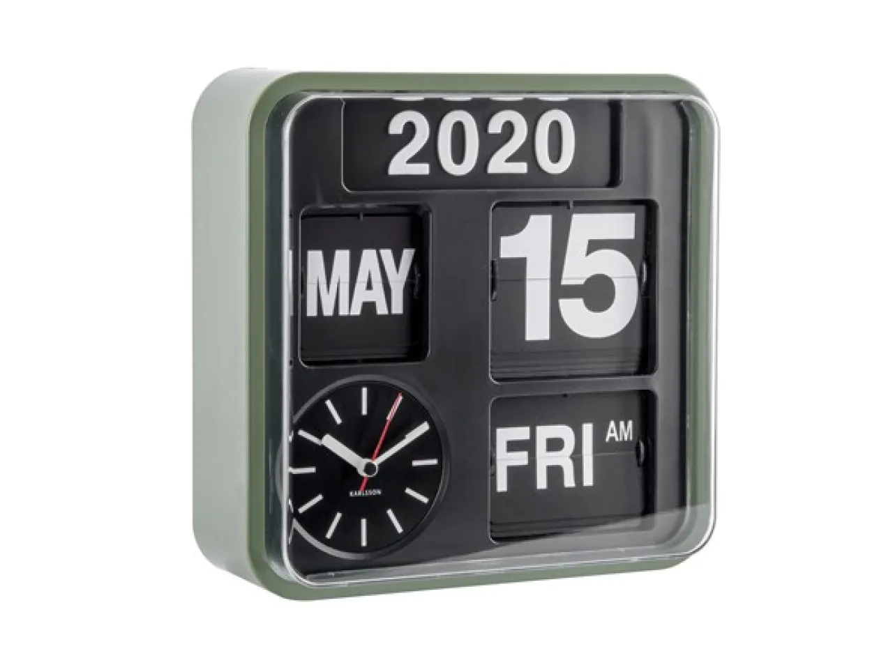 Wall clock Mini Flip green casing, black dial