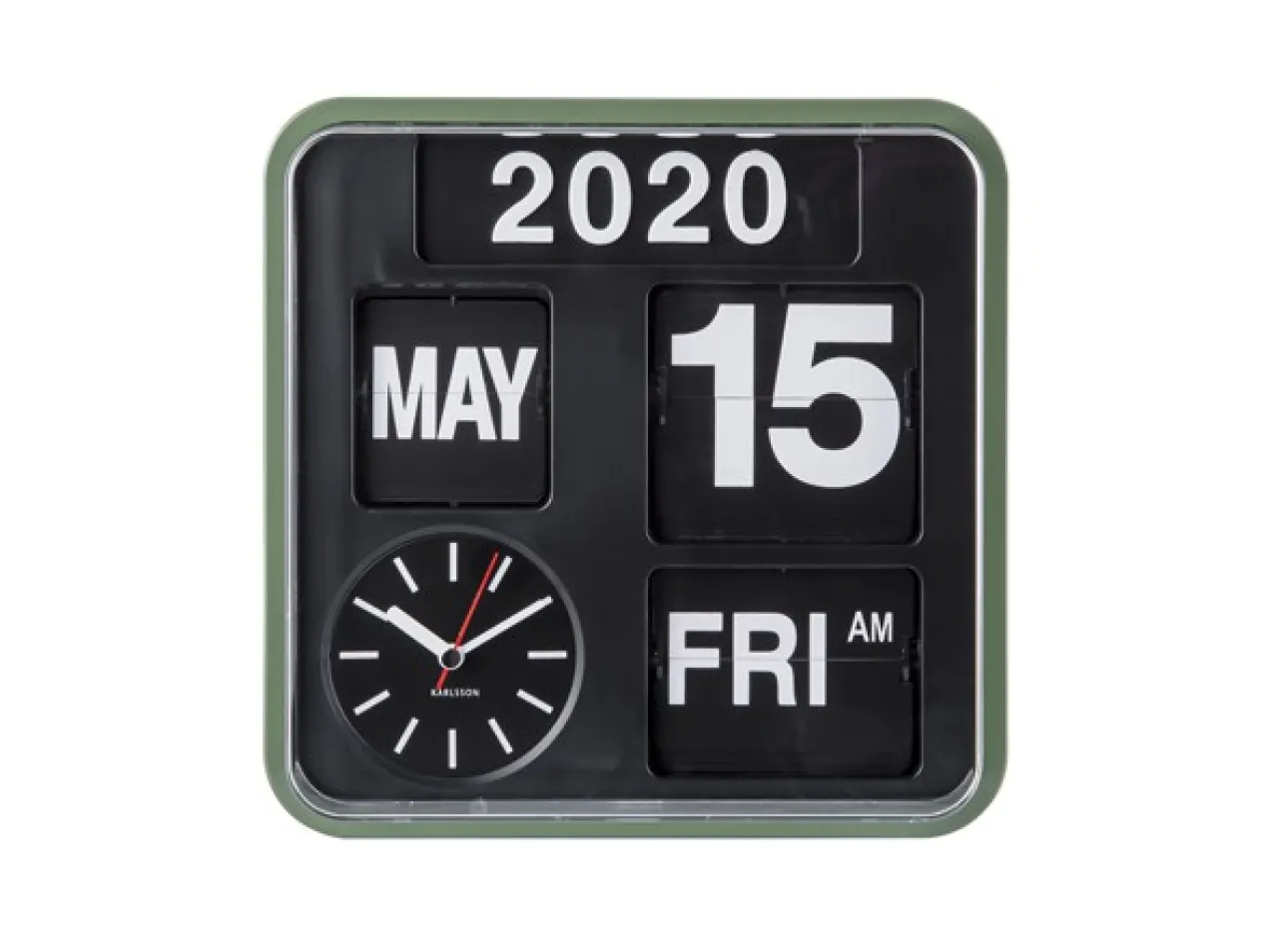 Wall clock Mini Flip green casing, black dial
