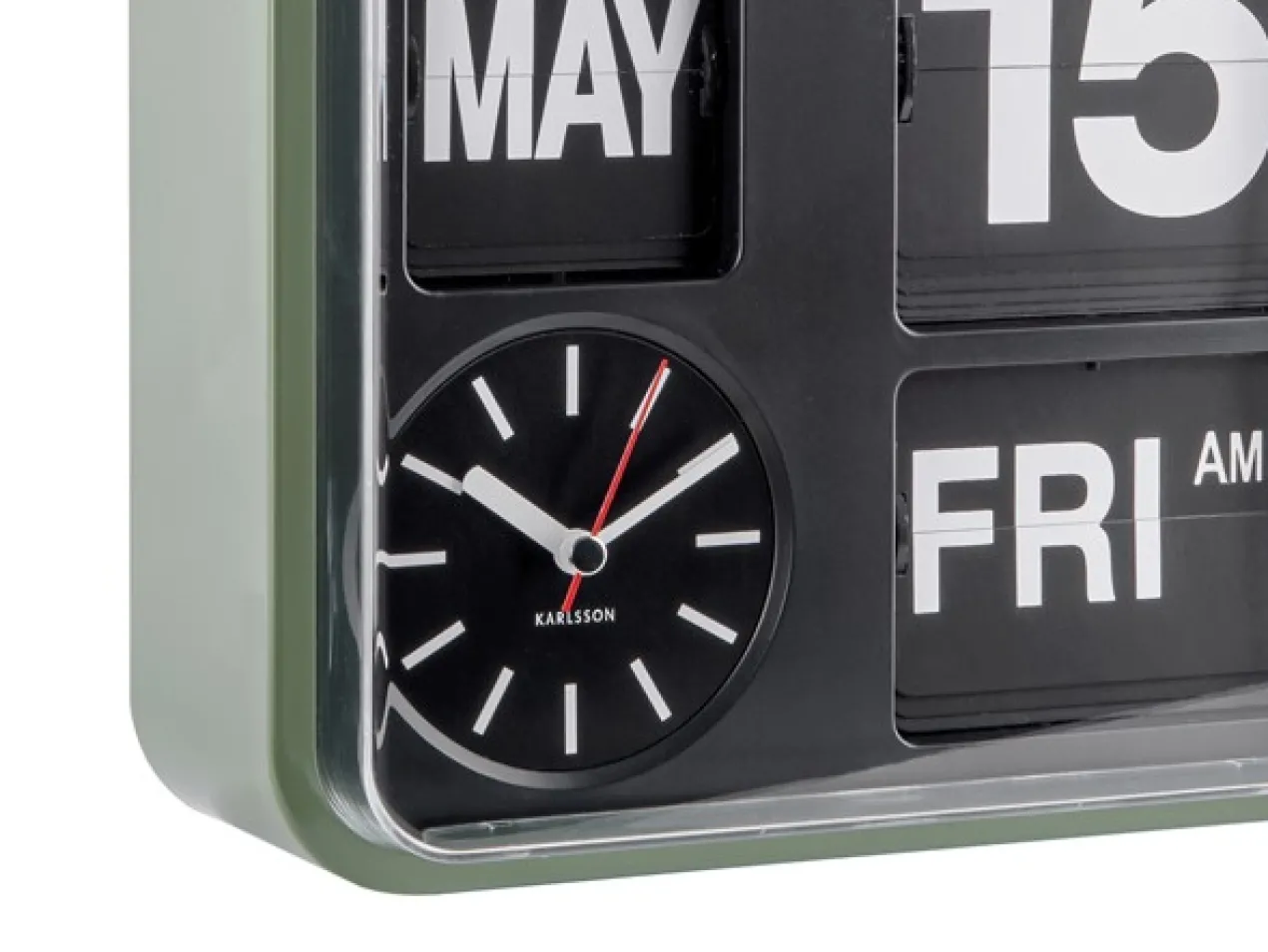 Wall clock Mini Flip green casing, black dial