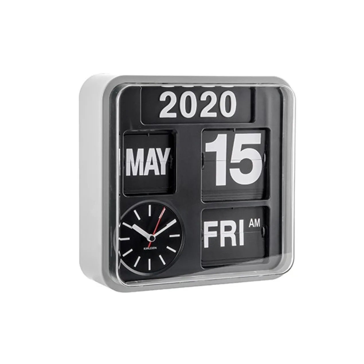 Wall clock Mini Flip silver casing, black dial