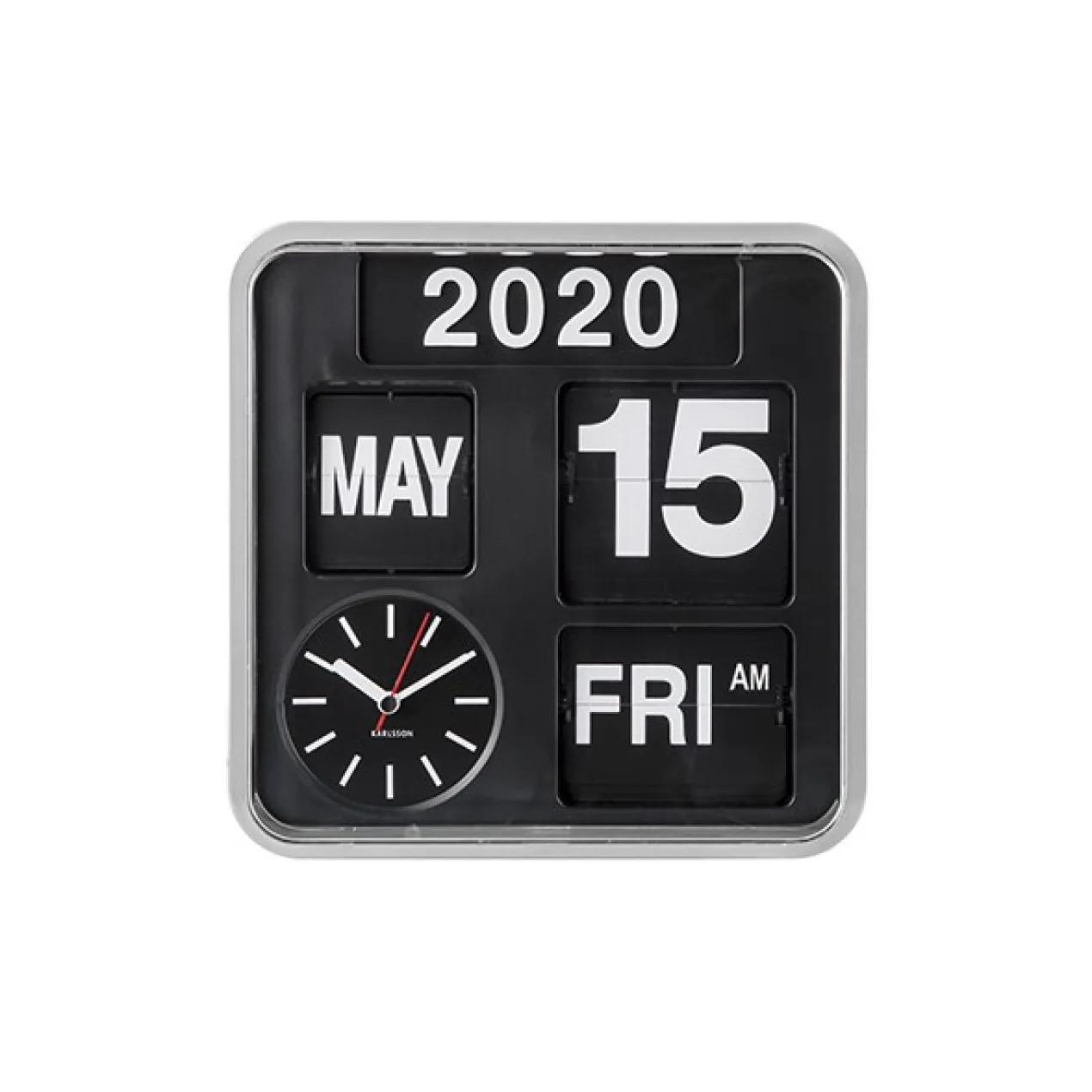 Wall clock Mini Flip silver casing, black dial