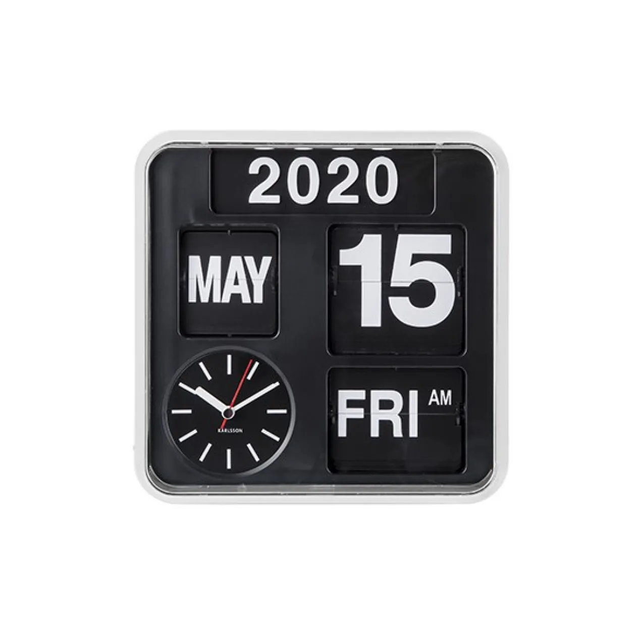 Wall clock Mini Flip white casing , black dial