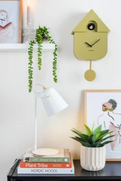 Wall clock Modern Cuckoo ABS bright yellow