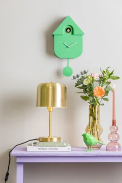 Wall clock Modern Cuckoo ABS bright green