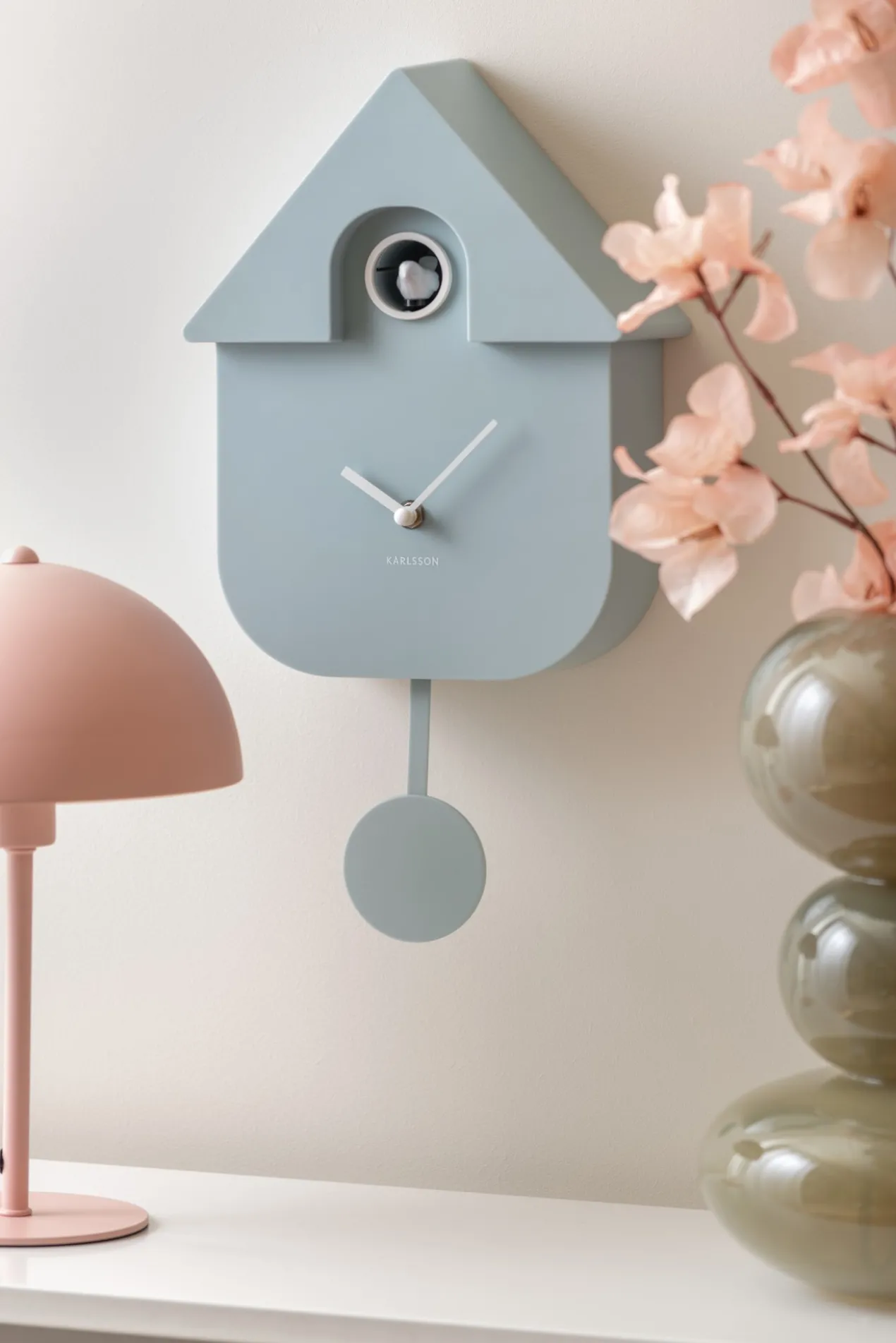 Wall clock Modern Cuckoo ABS bright pink