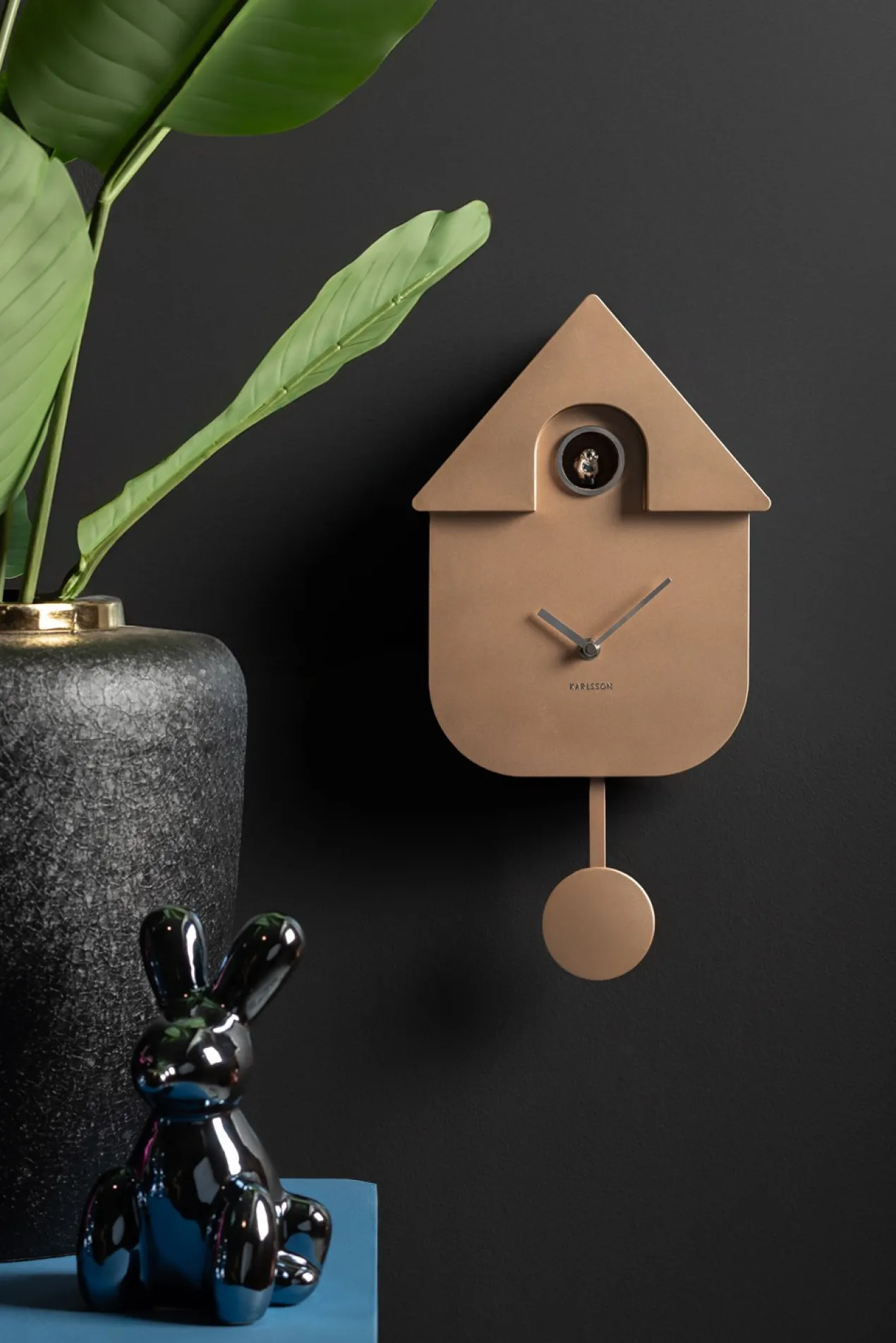 Wall clock Modern Cuckoo ABS metallic rose gold