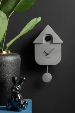 Wall clock Modern Cuckoo ABS metallic silver