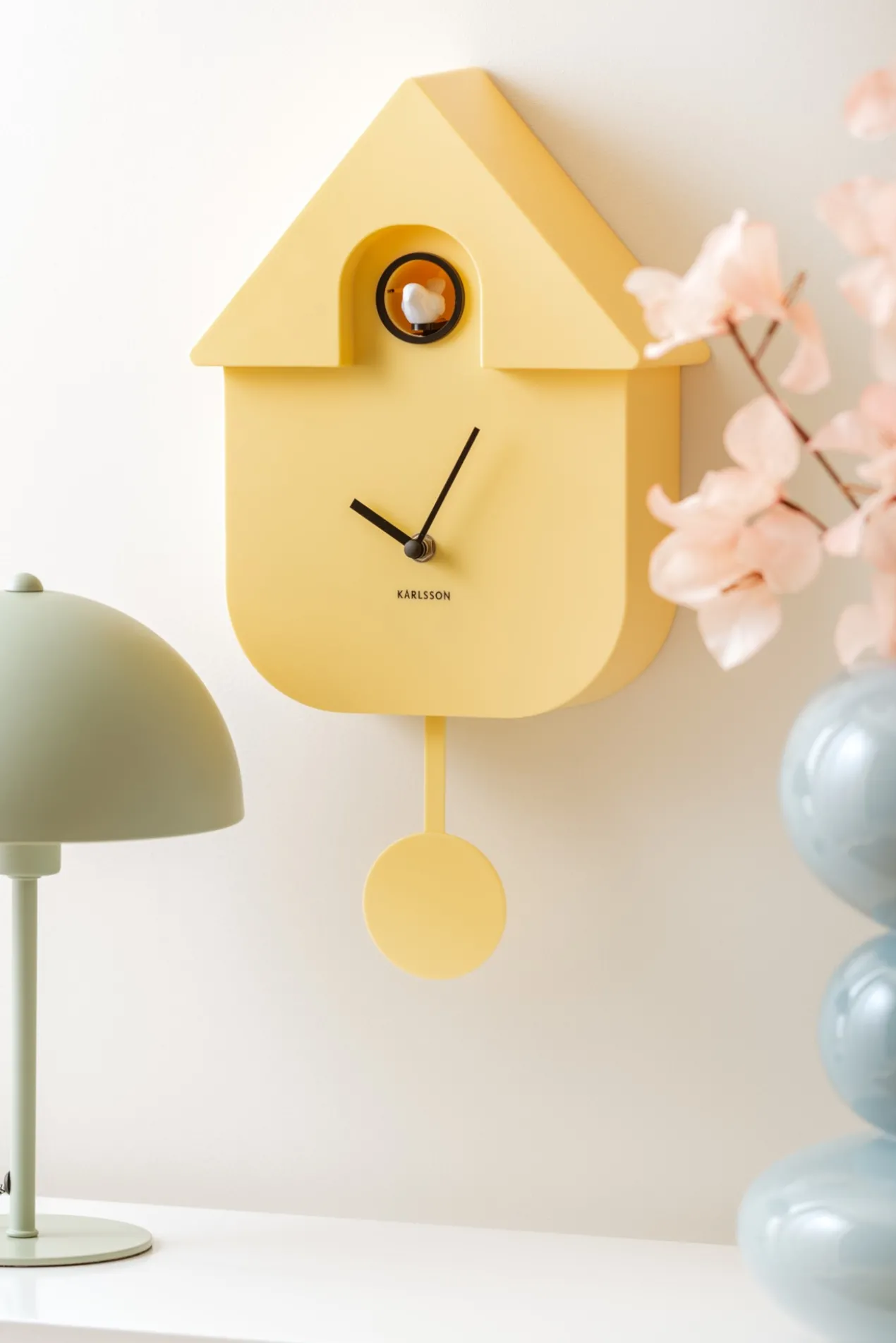 Wall clock Modern Cuckoo ABS ochre yellow