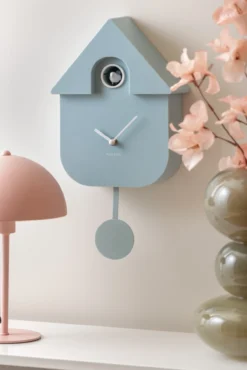 Wall clock Modern Cuckoo ABS soft blue