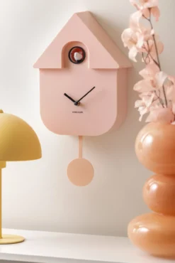 Wall clock Modern Cuckoo ABS soft pink