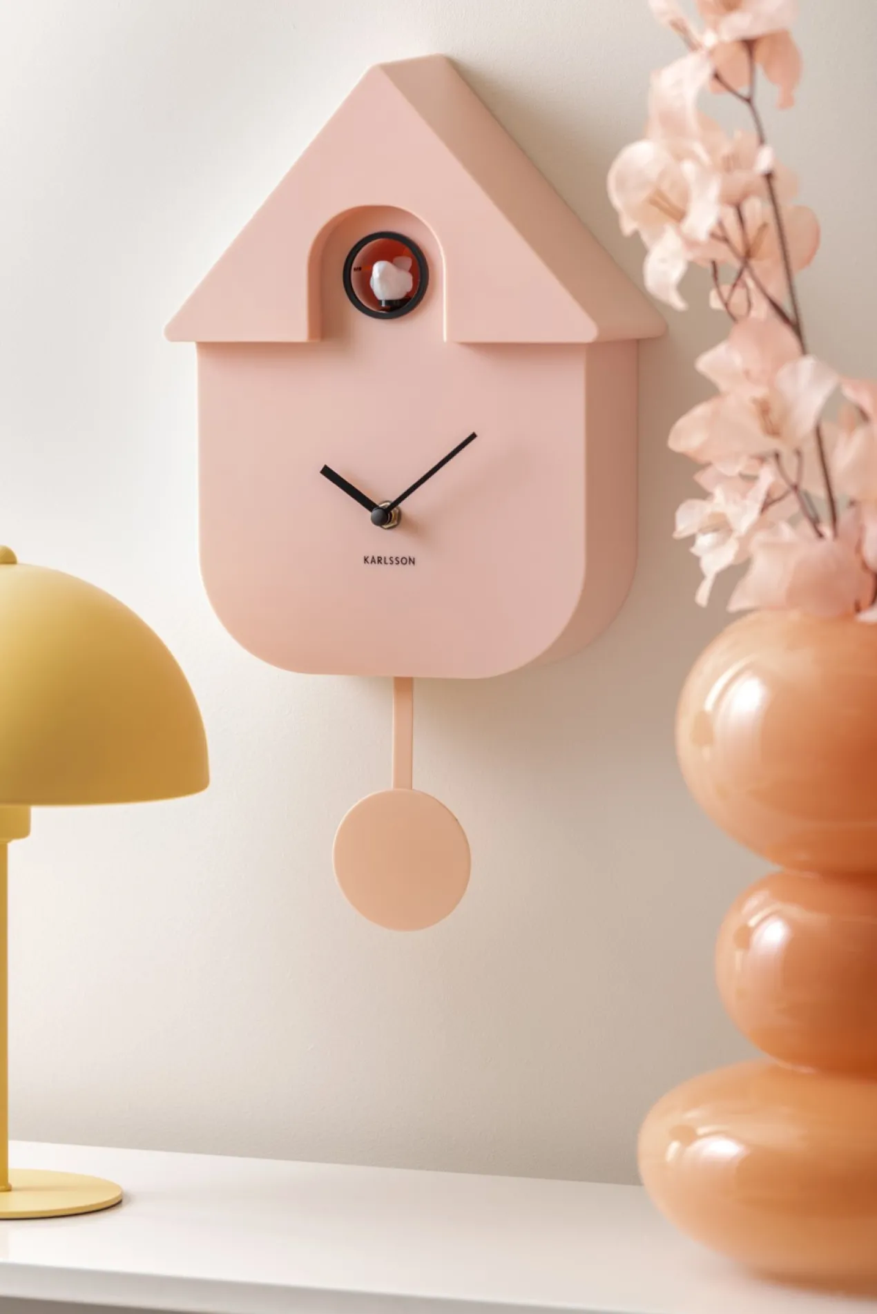 Wall clock Modern Cuckoo ABS soft pink