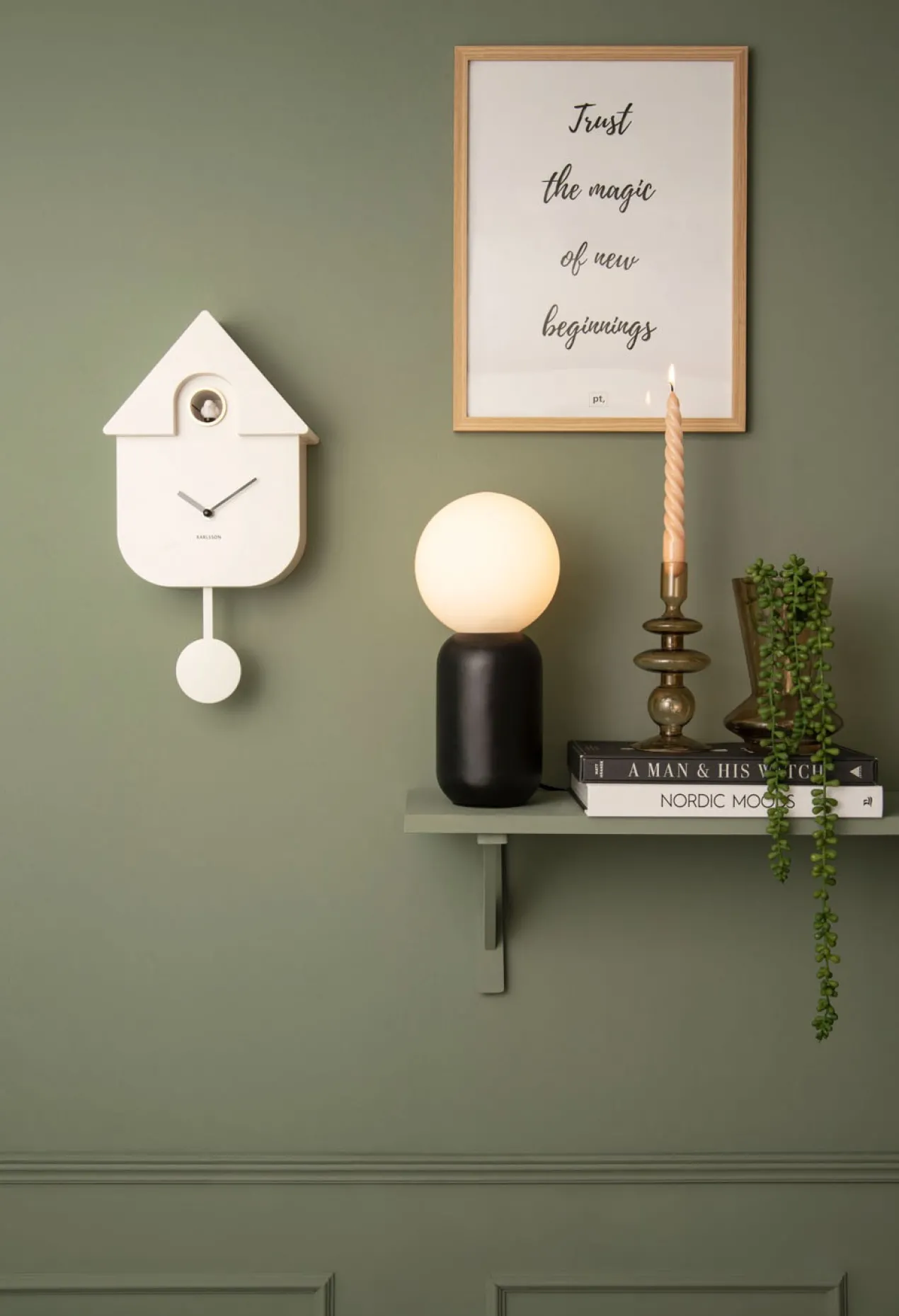 Wall clock Modern Cuckoo ABS white