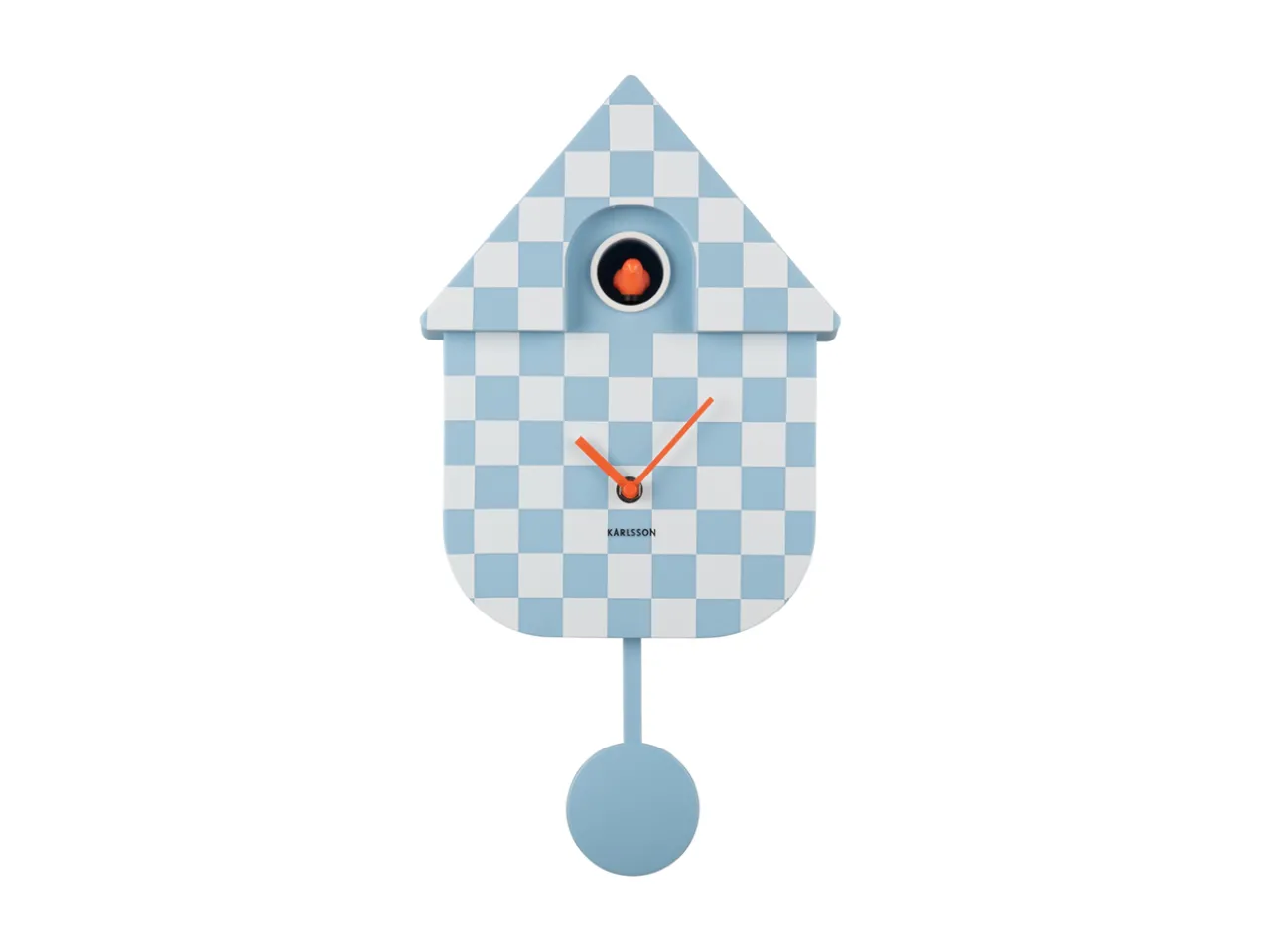 Wall clock Modern Cuckoo checker ABS soft blue