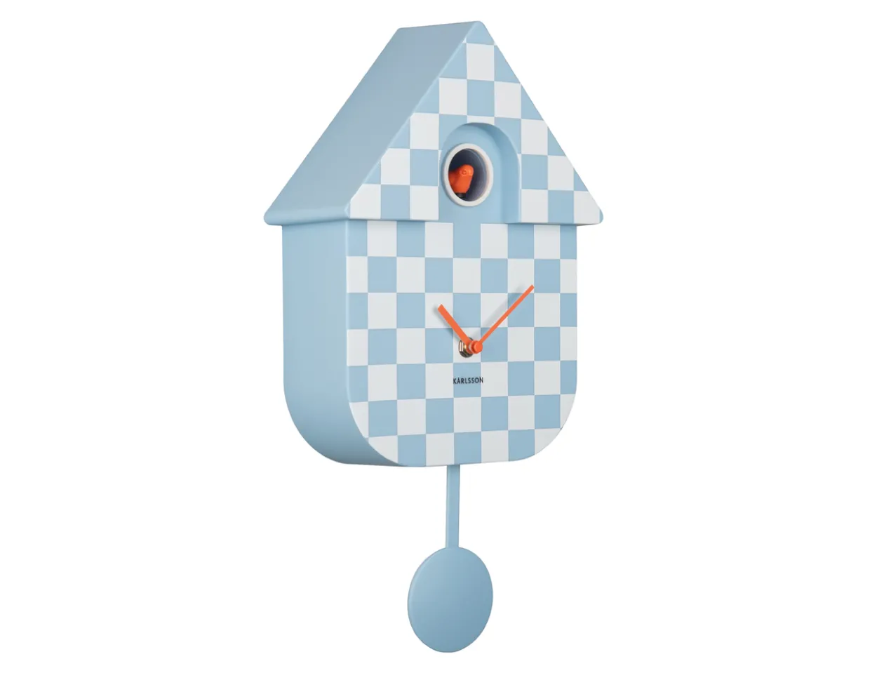 Wall clock Modern Cuckoo checker ABS soft blue