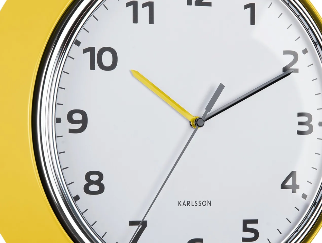 Wall clock Modern Retro bright yellow