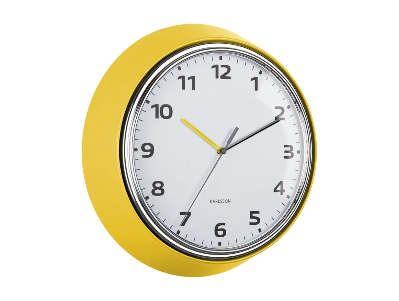 Wall clock Modern Retro bright yellow