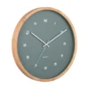 Wall clock Modesta light wood jungle green