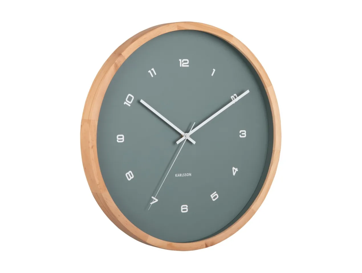 Wall clock Modesta light wood jungle green