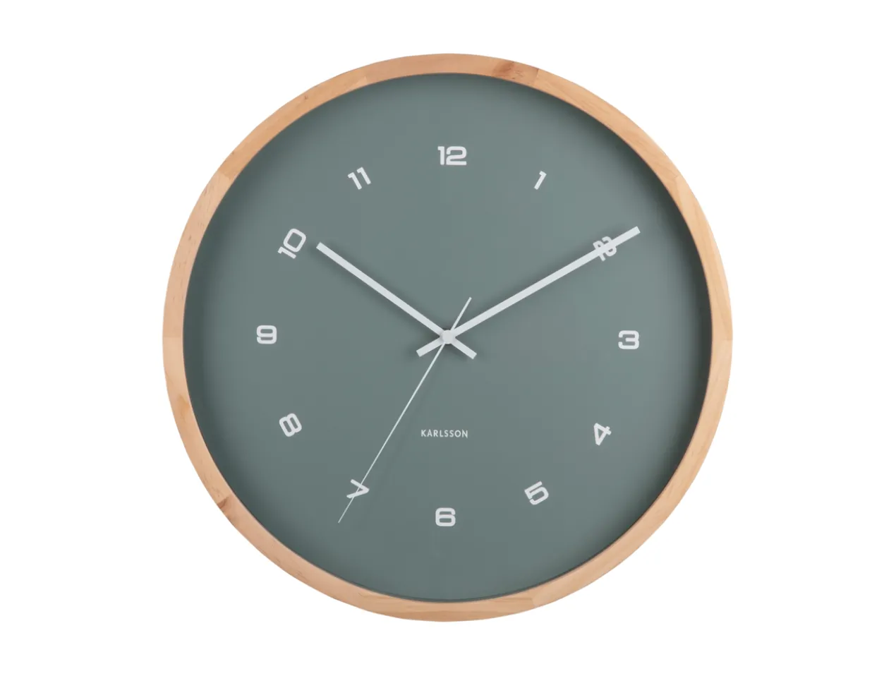 Wall clock Modesta light wood jungle green