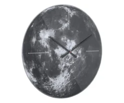 Wall clock Moon mirror glass, silent movem.