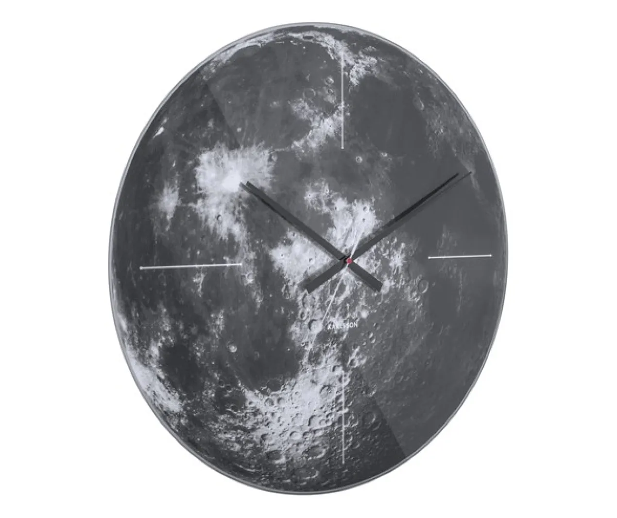 Wall clock Moon mirror glass, silent movem.