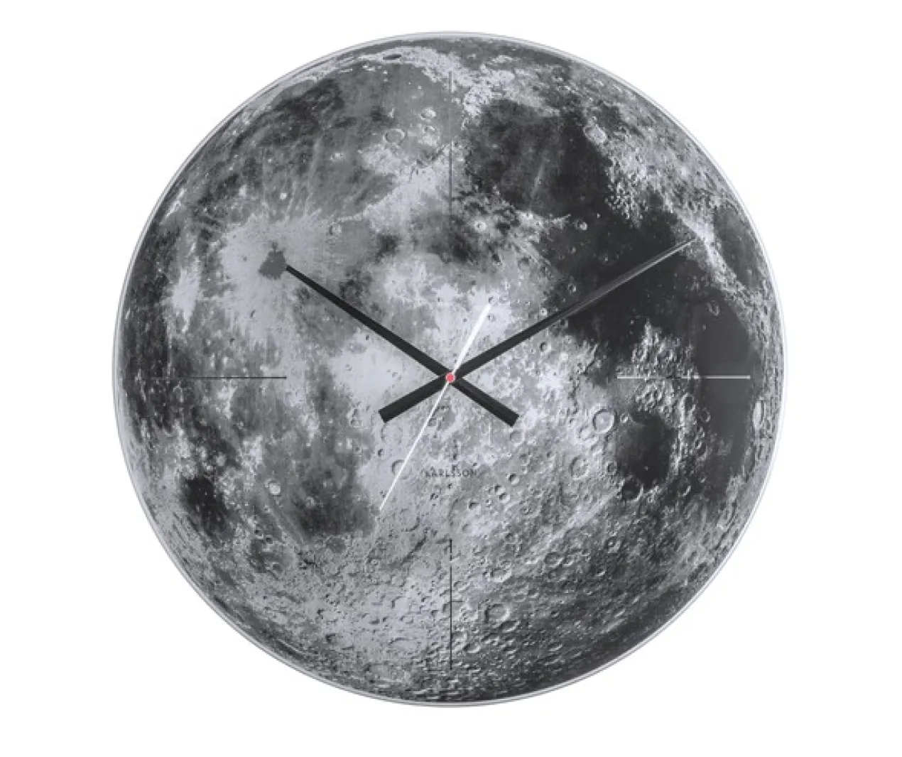 Wall clock Moon mirror glass, silent movem.