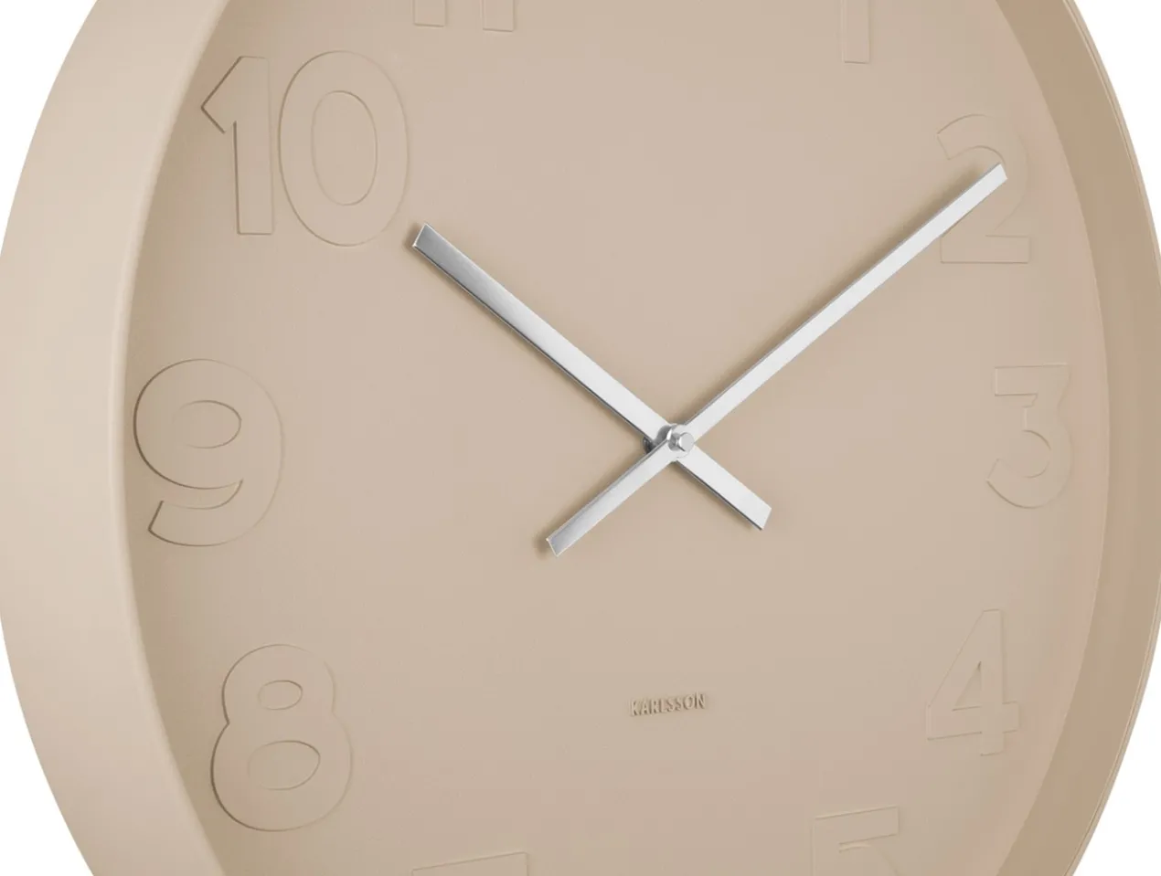 Wall clock Mr. Brown numbers large, sand brown