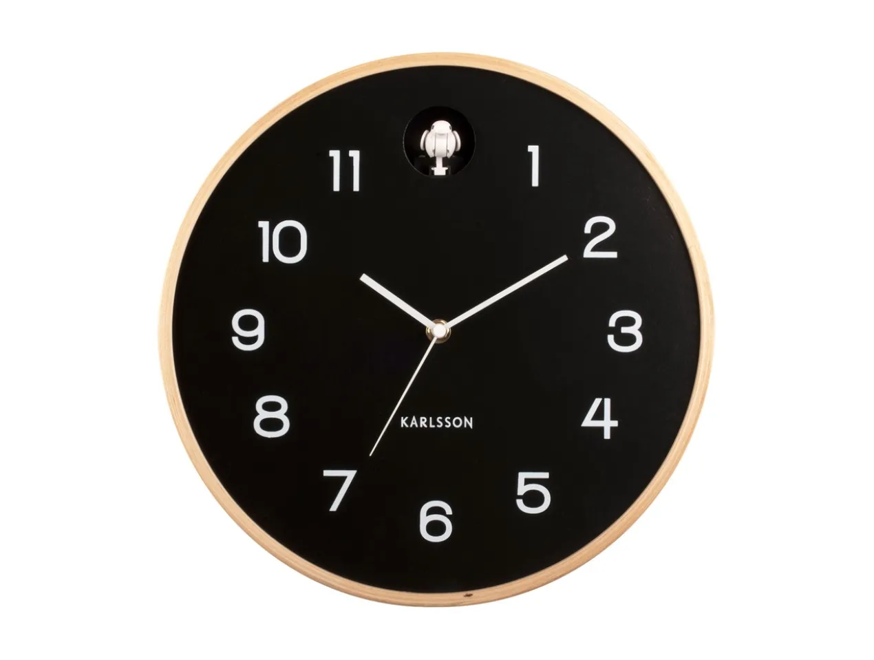 Wall clock Natural Cuckoo birch wood black