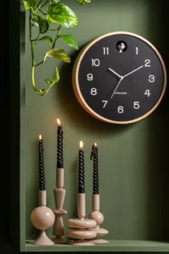 Wall clock Natural Cuckoo birch wood black