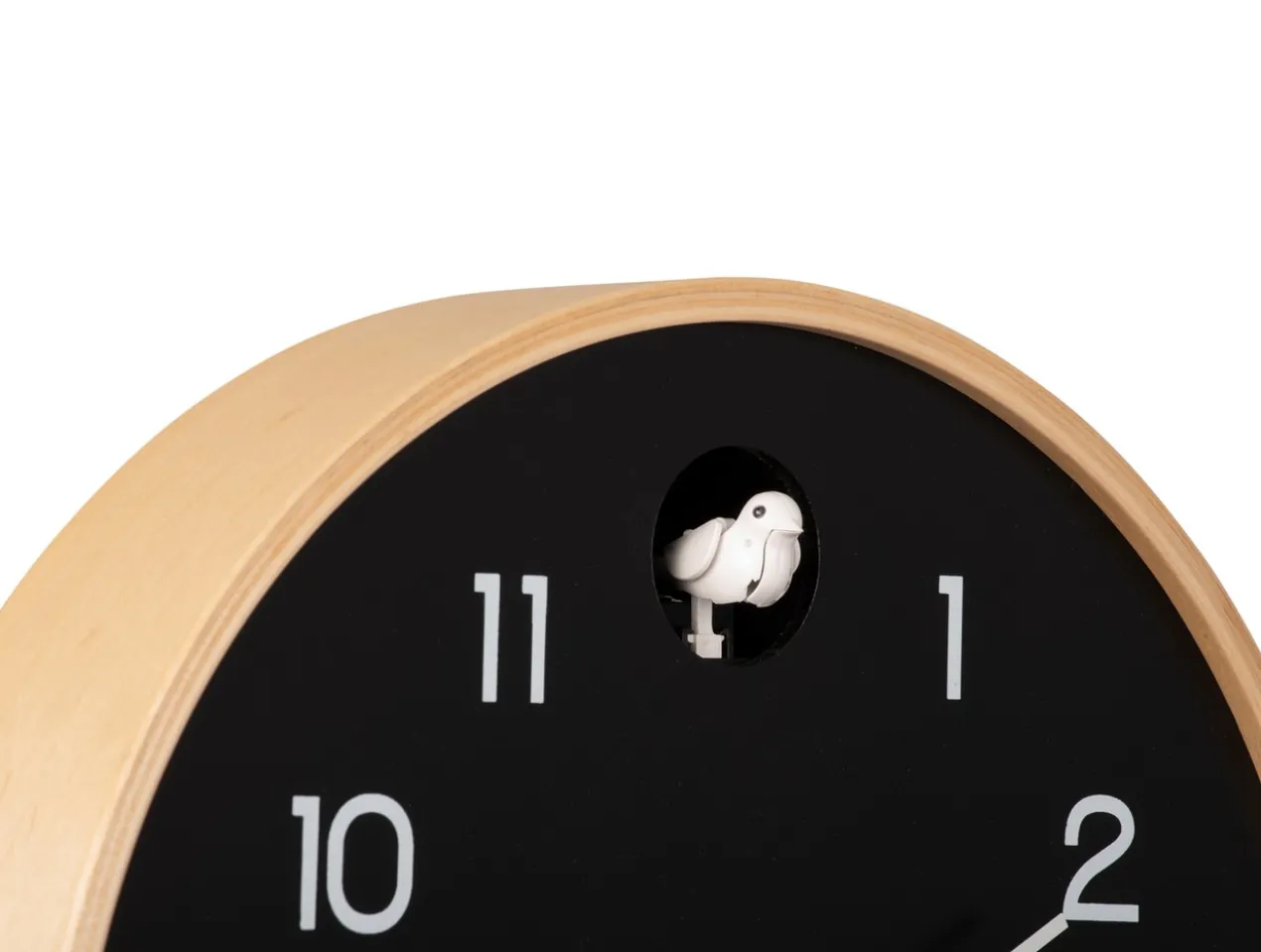 Wall clock Natural Cuckoo birch wood black