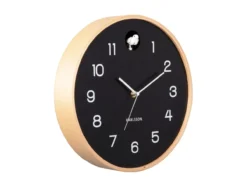 Wall clock Natural Cuckoo birch wood black