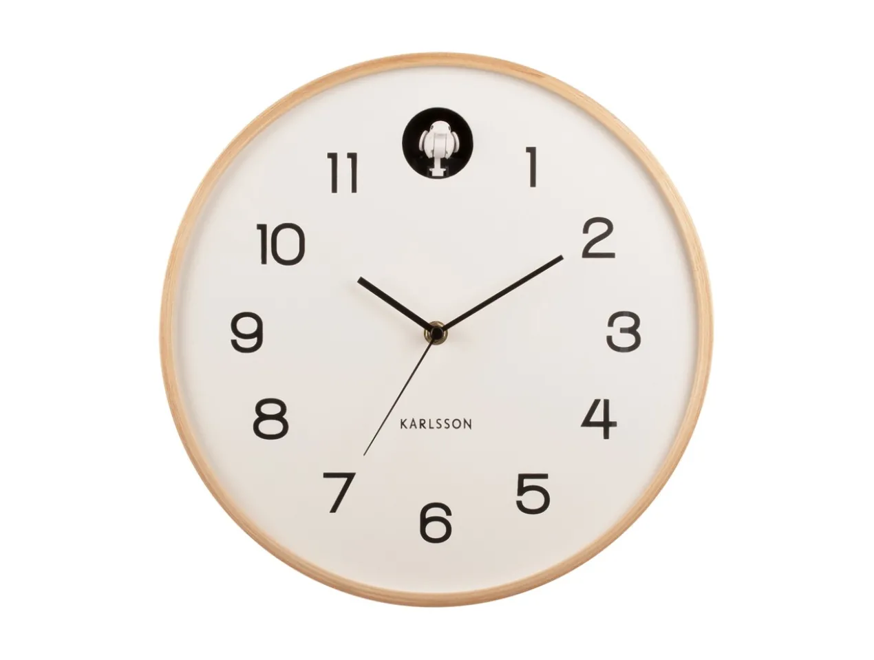Wall clock Natural Cuckoo birch wood white