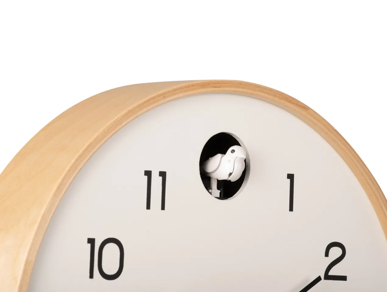 Wall clock Natural Cuckoo birch wood white