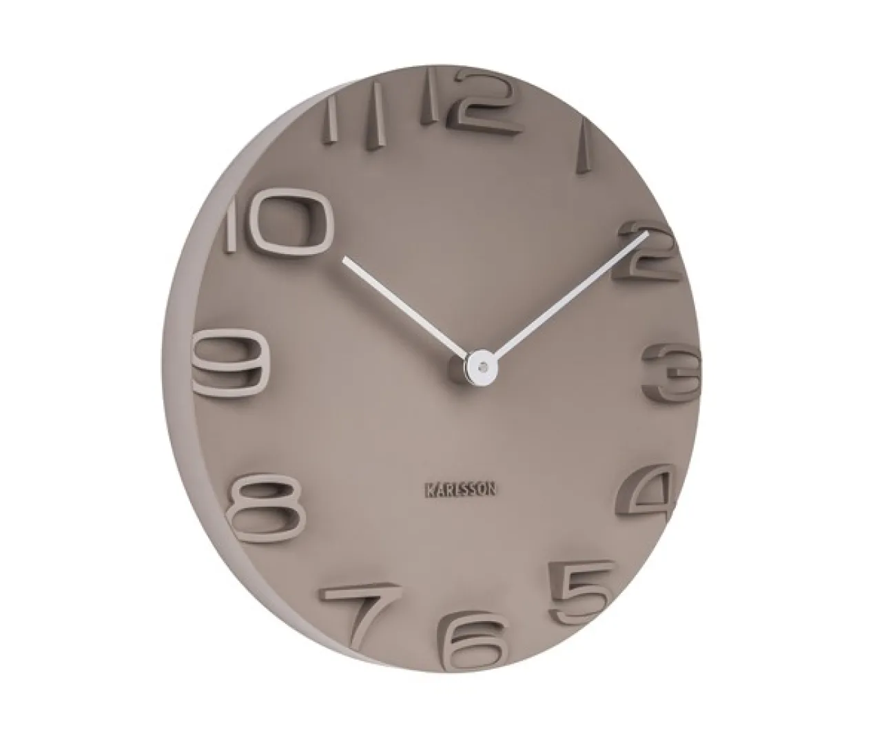 Wall clock on the Edge warm grey w. chrome hands