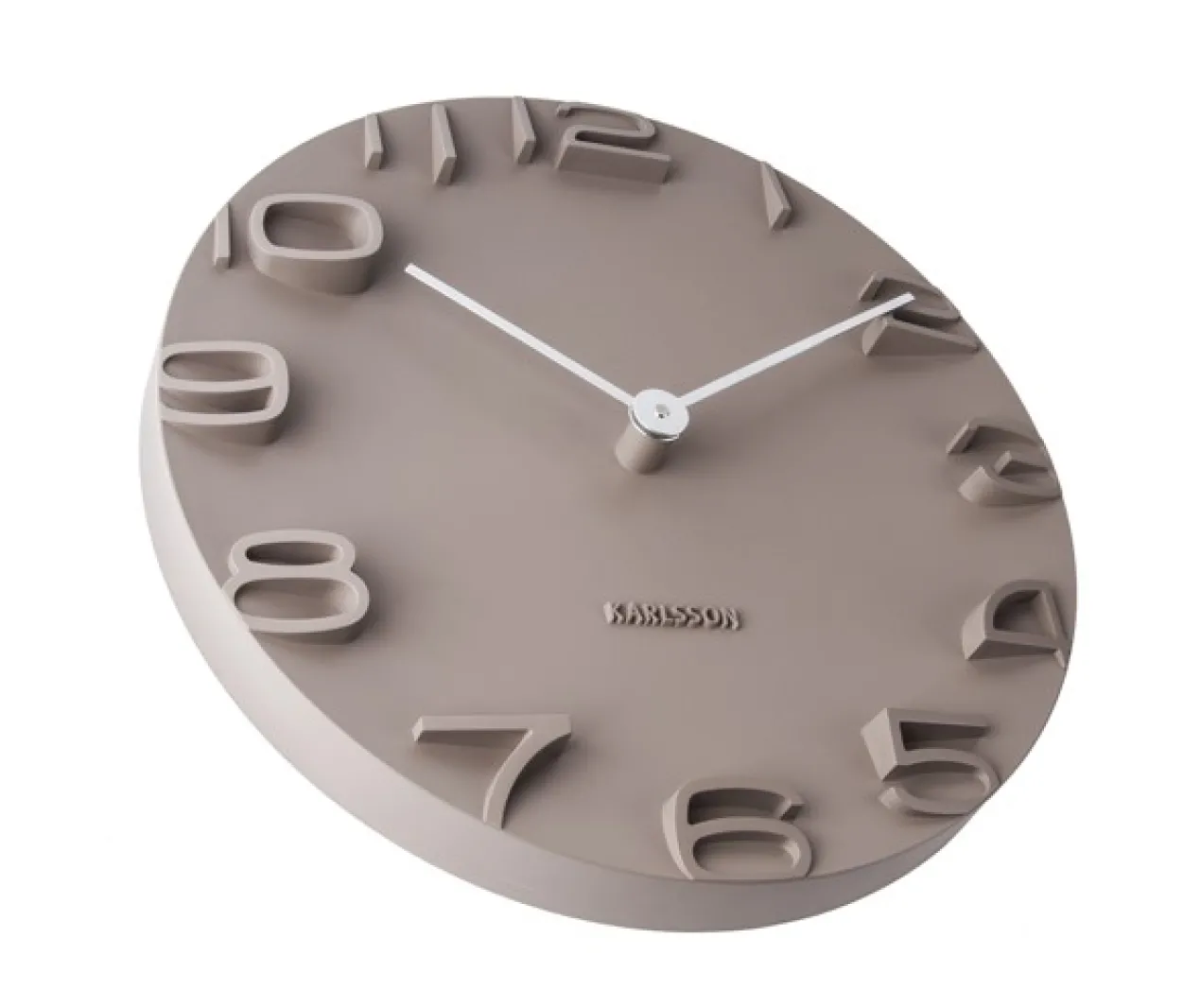 Wall clock on the Edge warm grey w. chrome hands