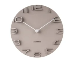 Wall clock on the Edge warm grey w. chrome hands