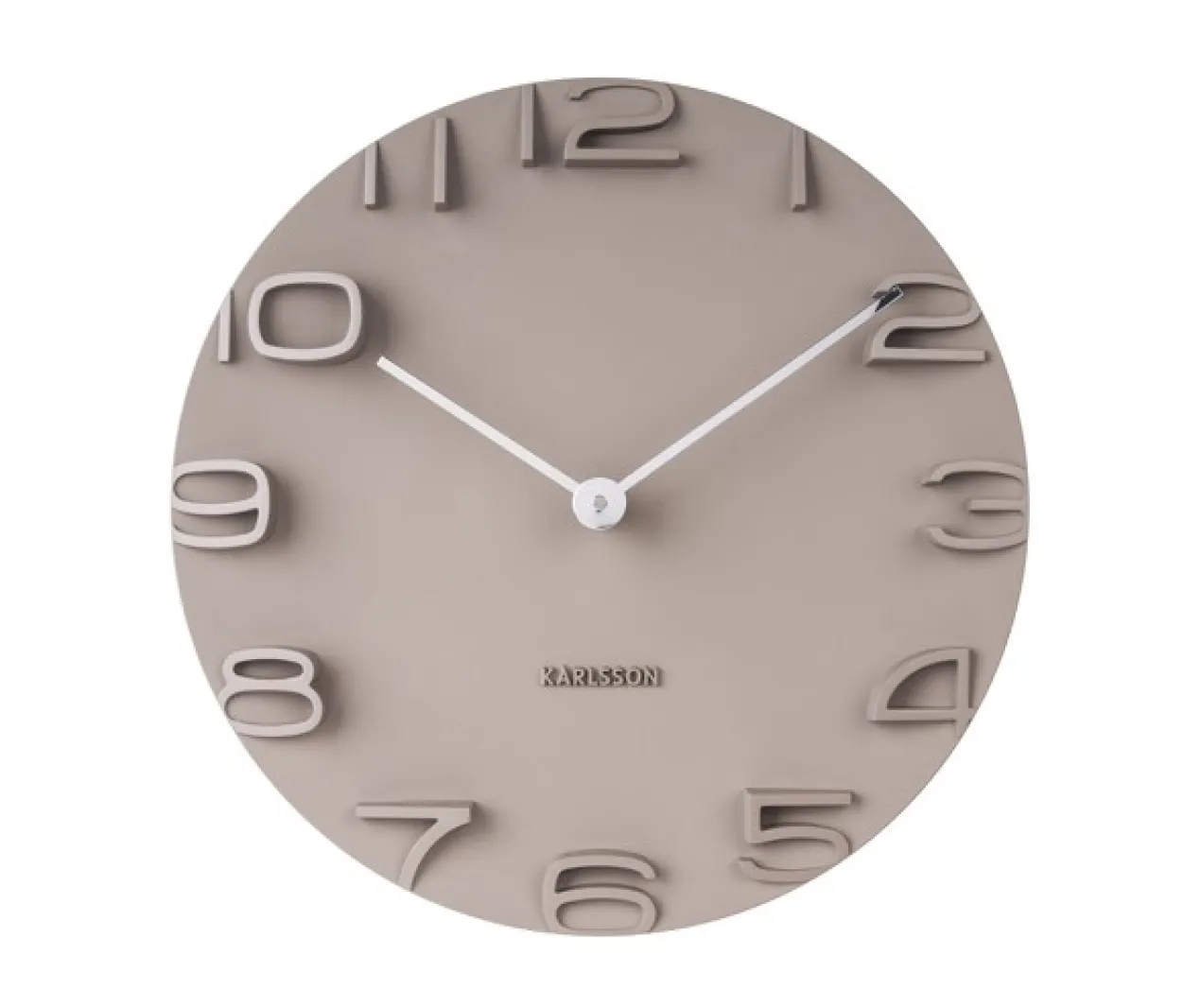 Wall clock on the Edge warm grey w. chrome hands